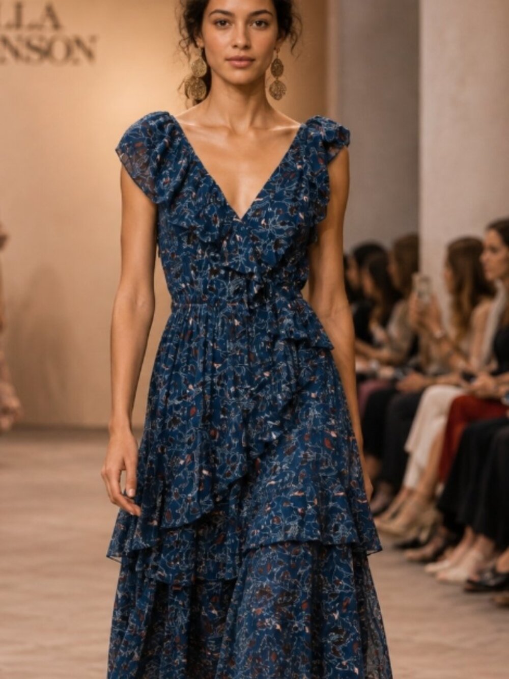 NWOT ULLA JOHNSON Dania Midi Dress in Dusk Blue S $775